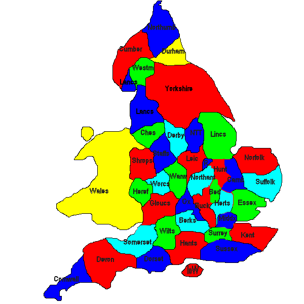 Map of England showing the