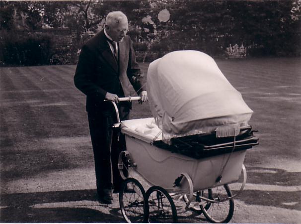 Francis Bergh holding pram